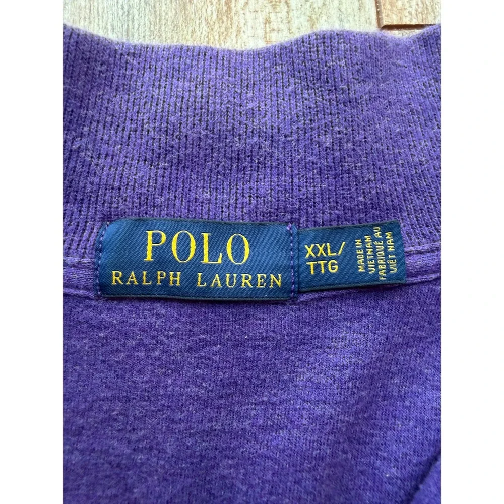 Polo Ralph Lauren Mens XXL Purple 1/4 Zip Cotton Pullover Sweatshirt Yellow Pony